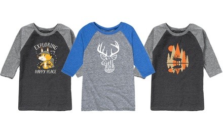 Instant Message: Kids Camping and Hunting Raglan Tees