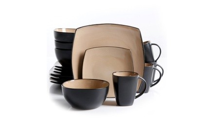 Gibsone Home Soho Lounge 16 Piece Square Stoneware Dinnerware Set