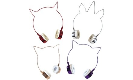 Jamsonic Metallic Cat, Unicorn, or Devil Wired Over-Ear Headphones with Mic