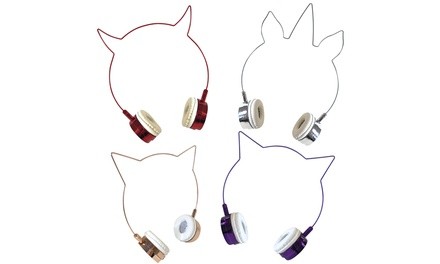 Jamsonic Metallic Cat, Unicorn, or Devil Wired Over-Ear Headphones with Mic