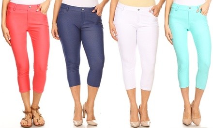 Style Clad No Muffin Top Cotton Skinny Capris (1- or 3-Pack)