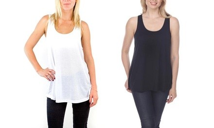 Pima Apparel Women's Curve Hem Model Blend Tank. Plus Sizes Available.