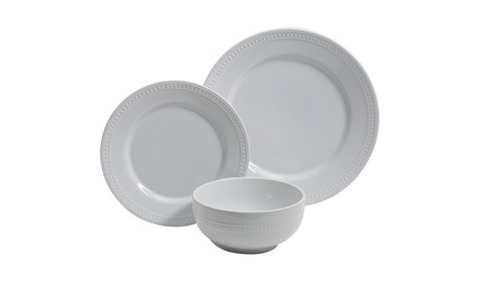 Gibson Home Royal Palace 12 Piece Ceramic Dinnerware Set in Embossed White