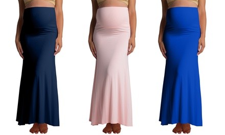 Ellie Flora Maternity High-Waist Fold-Over Maxi Skirts