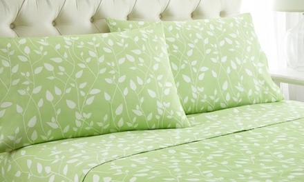 Luxury Home Printed Leaves Bed Sheet Set (4-Piece)