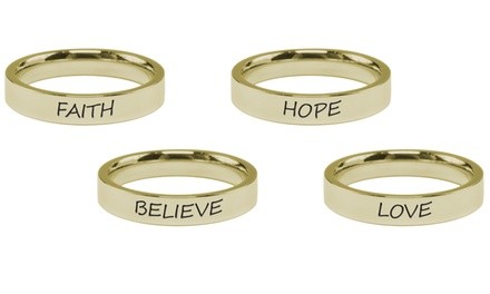 Stainless Steel Comfort Fit Inspirational Ring in Gold by Pink Box