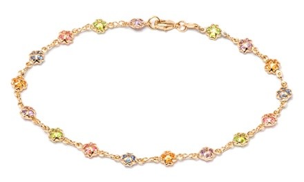 18K Gold Plated Multi-Colored Crystal Butterfly Anklet made with Swarovski Elements