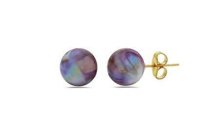 Created Abalone Stud Earrings in 10K Gold by MUIBLU Gems