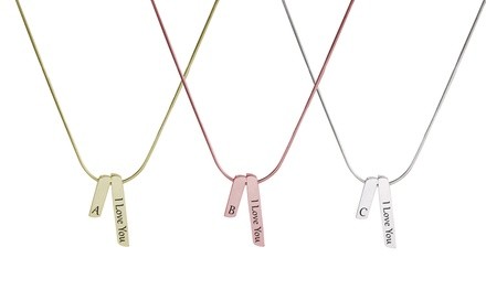 Double Bar Initial Necklace By Pink Box