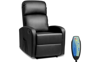 PU Leather Padded Ergonomic Massage Recliner Chair with Foldable Footrest