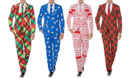 Braveman Men's Christmas Suit with Matching Tie