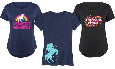 Instant Message Women's Unicorn Vibes Tee. Plus Sizes Available