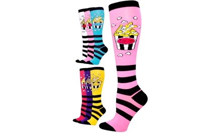 6 Pairs Popcorn Socks-Knee High Socks