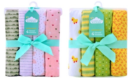 Cuddles & Cribs 100% Cotton Flannel Receiving Blankets (4-Pack)