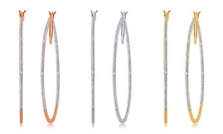 Diamond Accent Hoop Earrings in 18K Gold by Brilliant Diamond