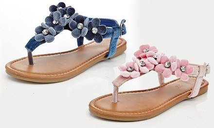 Coco Jumbo Floral T-Strap Flat Sandals Girls and Toddler