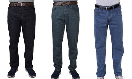 Maxxsel Oscar Jeans Men's Straight Leg Washed Denim Jeans (Size 28-48)  