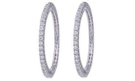 CZ sparkling elements round hoop earrings