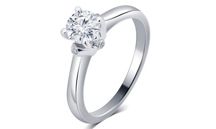 0.53 CTTW Diamond Solitaire Engagement Ring in 14K White Gold by Brilliant Diamond