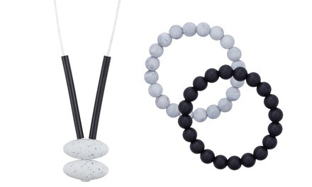 Anjie + Ash Rho Teething Necklace and Bracelets Set for Mom