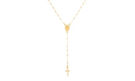 18K Gold Sterling Silver Rosary Necklace