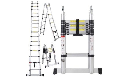 16.5FT Double-Sided Extension Ladder Aluminum Telescopic Step Ladder 