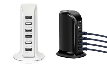 6 Port USB Hub Charging Tower