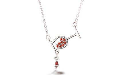 Sterling Silver Ruby Red Wine Necklace