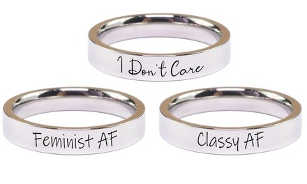 High Polished 4mm Stainless Steel Inspirational Rings By Pink Box