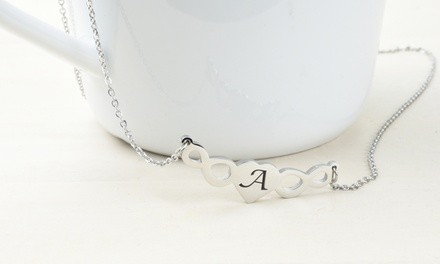 Infinity Heart Initial Necklace by Pink Box