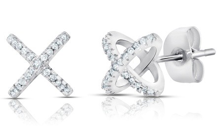 Elements of Love Pave X Stud Earrings Made with Swarovski Elements