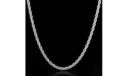 Sterling Silver Plated Italian Made Silver Rope Chain 