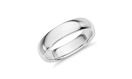 Solid Sterling Silver Italian 5mm Comfort Fit Wedding Band 