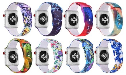 Printed Themed Silicone Band for Apple Watch Series 1, 2, and 3