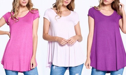 Isaac Liev Women's Summer Short-Sleeve Tunic (3-Pack). Plus Sizes Available.