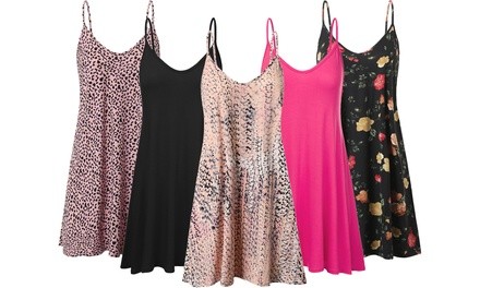 Doublju Women's Swing Tank Tunic Dress. Plus Sizes Available.