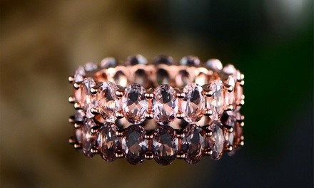 Oval-Cut Morganite on Rose Gold Plated Sterling Silver Ring by Peermont