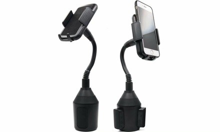 Universal Cup Holder Car Mount with Rotatable Phone Cradle