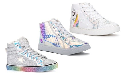 Olivia Miller Girls' Superstar Lace-Up High-Top Sneakers