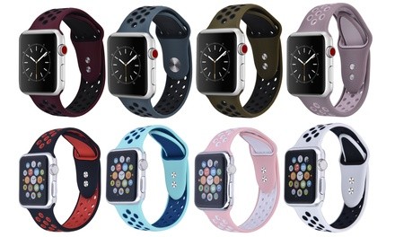 Breathable Silicone Sport Band for Apple Watch Series 1, 2, 3, 4, 5, and Sport