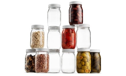 Glass Mason Jars for Canning, Storing, and Fermenting (1-, 2-, 6-, 12-, or 24-Pack)