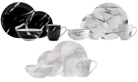 Porcelain Dinnerware Set with Marble Design (16-Piece)