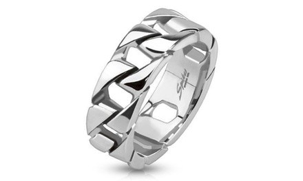 Stainless Steel Men's Linked Chain Band Ring