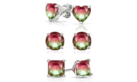 2.00 CTW Watermelon Tourmaline Stud Earrings (1- or 3-Pairs)