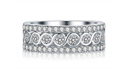 18K White Gold Plated Eternity Band Made With Swarovski Elements by Mina Bloom