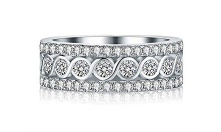 18K White Gold Plated Eternity Band Made With Swarovski Elements by Mina Bloom