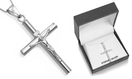 Sterling Silver Cross with Italian-Made Box Chain in Gift Box by Paolo Fortelini