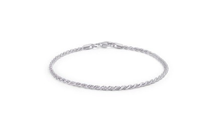 Italian Made Solid Sterling Silver Rope Bracelet by Verona