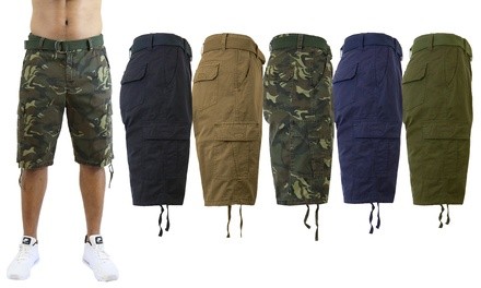 Galaxy By Harvic Men's Slim-Fit Belted Cotton Cargo Shorts