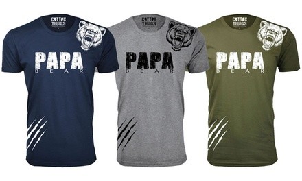 Men's Father's Day Papa Bear Shoulder Growl T-Shirts. Plus Sizes Available. 